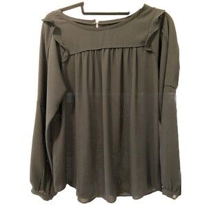 Loft Size XS Womens‎ Long Sleeve Black Ruffle Sleeve Blouse